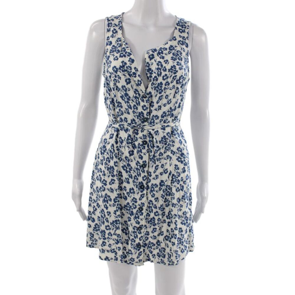Reformation Women Blue Floral V Neck Sleeveless Mini Dress Size 6
